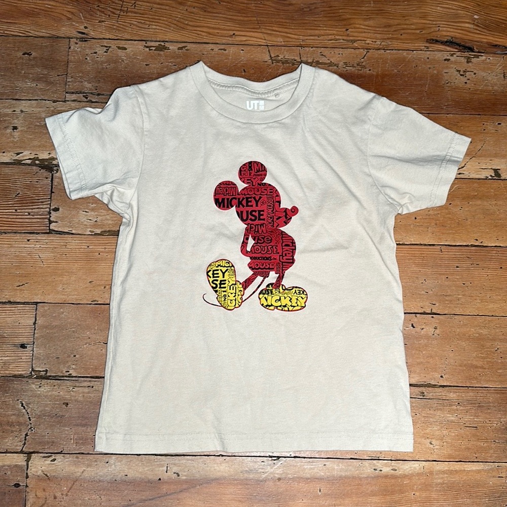 Uniqlo X Disney Kids Collection Mickey Mouse Neutral Cream T- Shirt